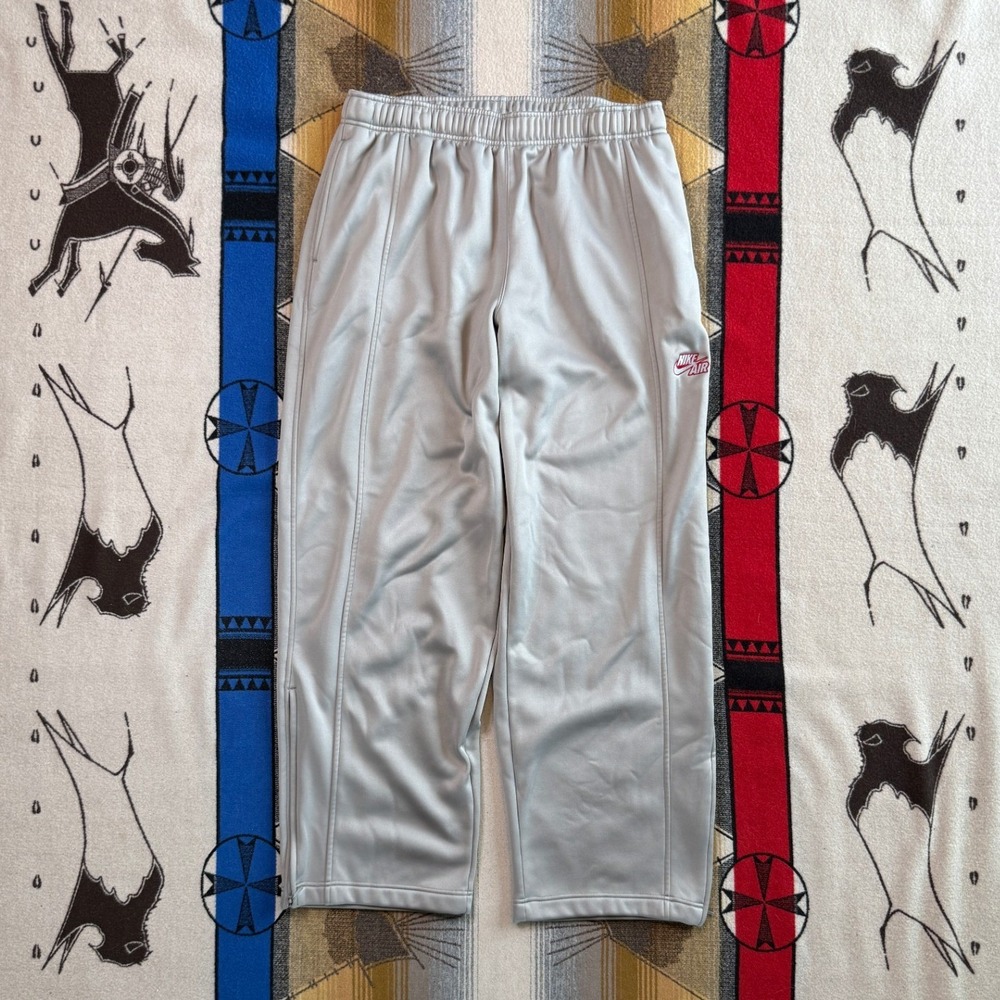 Nike Air Vintage Track Pants Mens XL Grey Fleece Lined Ankle Zip Swish Baggy
